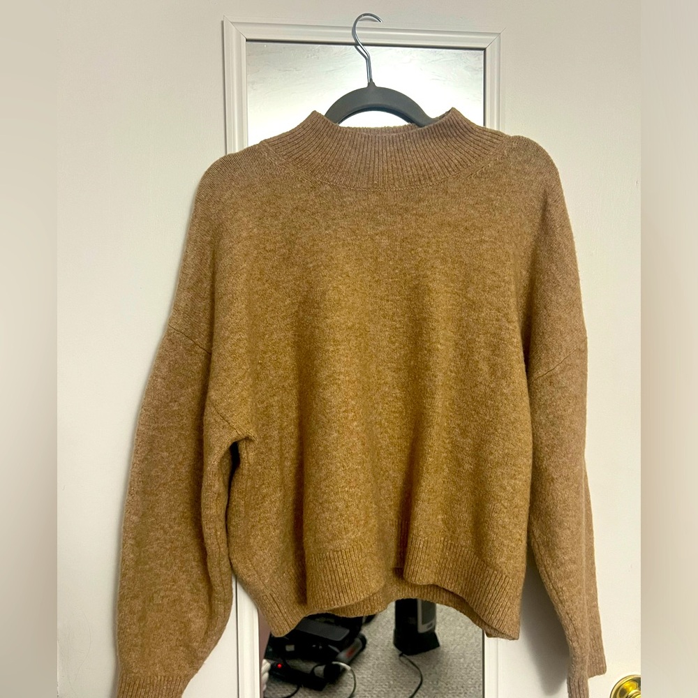 H&M mock neck brown sweater